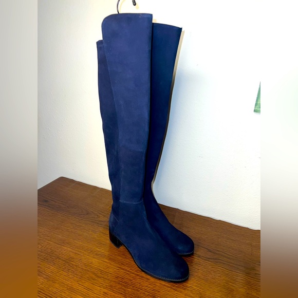 $765Stuart Weitzman Women's AllserveBlue Suede Leather Knee Boots Sz 5